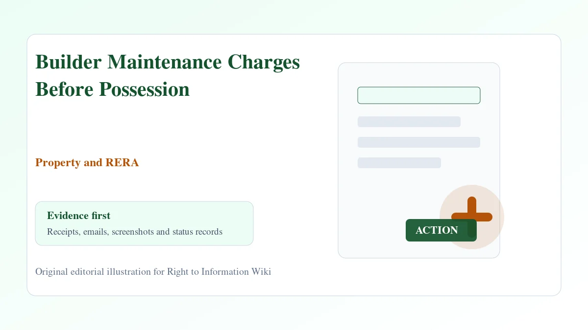 Builder Maintenance Charges Before Possession evidence and complaint desk