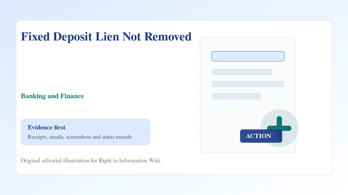 Fixed Deposit Lien Not Removed evidence and complaint desk Fixed Deposit Lien Not Removed evidence and complaint desk