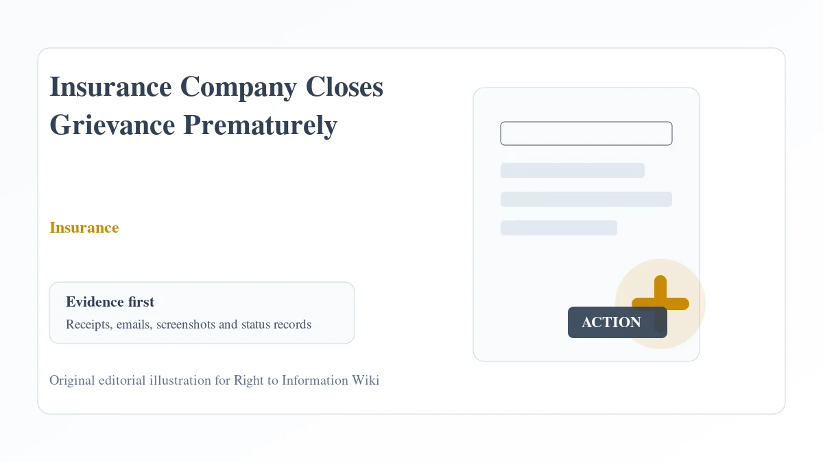 Insurance Company Closes Grievance Prematurely evidence and complaint desk Insurance Company Closes Grievance Prematurely evidence and complaint desk