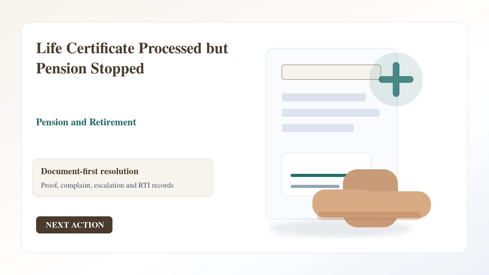 Indian document desk for life certificate processed but pension stopped complaint and escalation Indian document desk for life certificate processed but pension stopped complaint and escalation