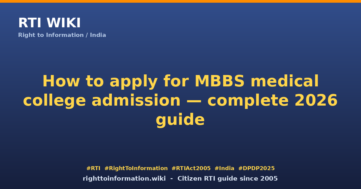 How to apply for MBBS admission 2026 — RTI Wiki citizen guide