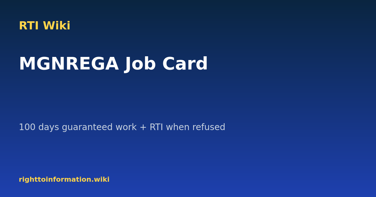 MGNREGA job card application — RTI Wiki guide