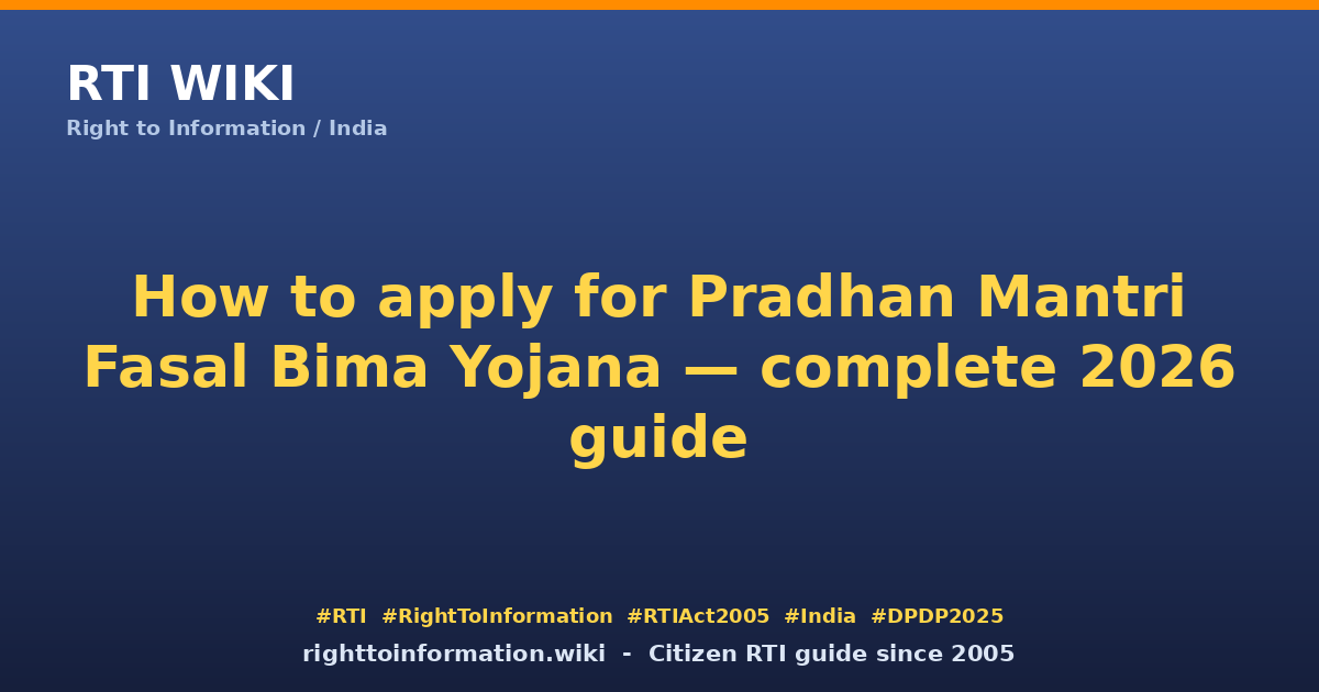 How to apply for PMFBY 2026 — RTI Wiki citizen guide
