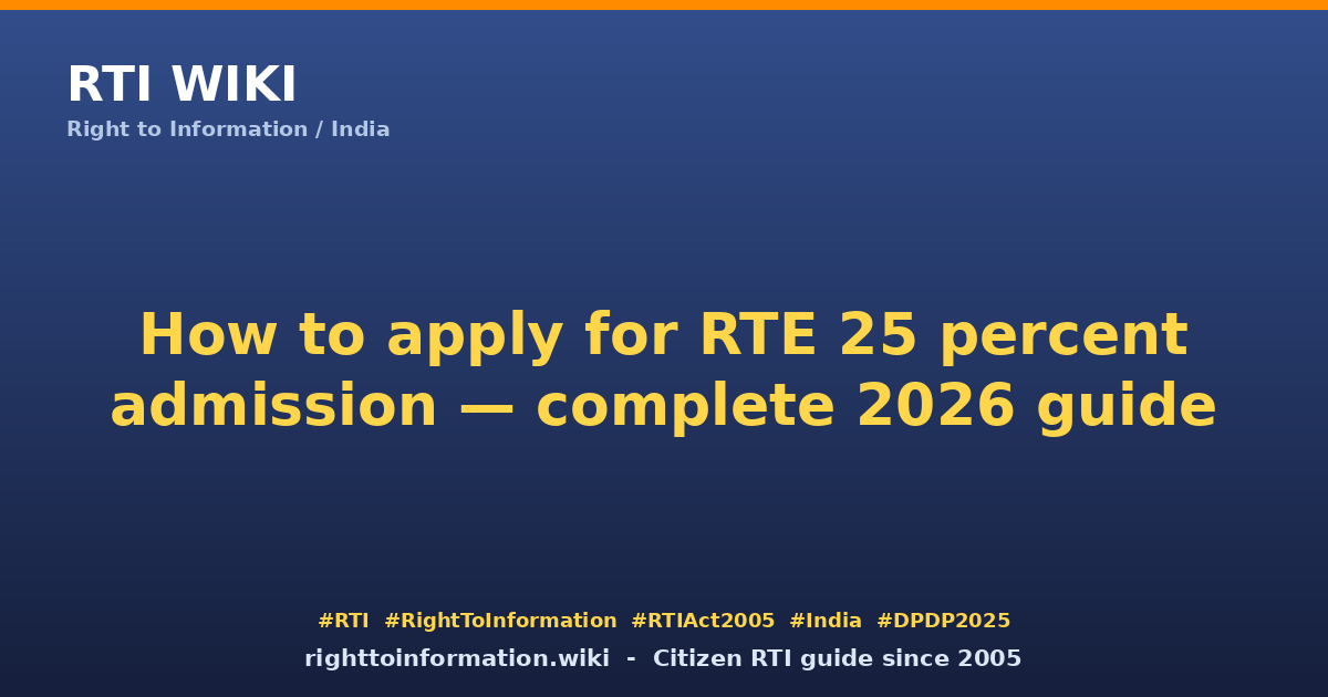 How to apply for RTE 25% admission 2026 — RTI Wiki citizen guide