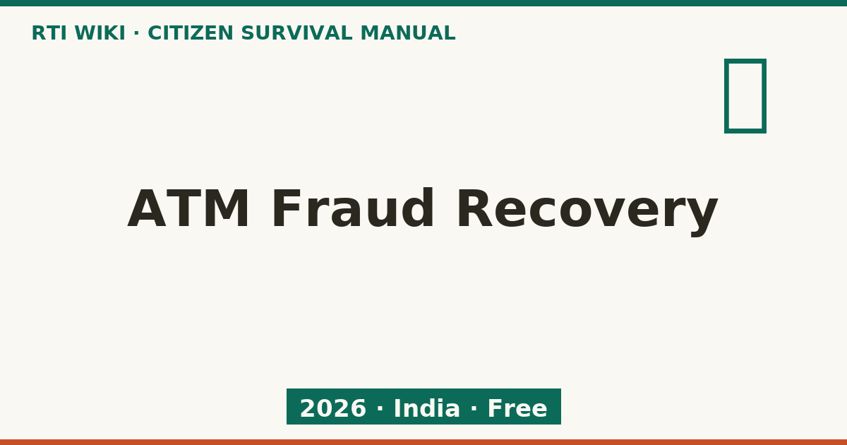 ATM Fraud Recovery 2026 — RTI Wiki