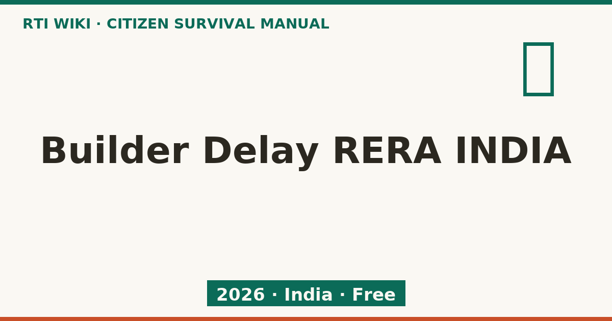 Builder Delay RERA INDIA 2026 — RTI Wiki