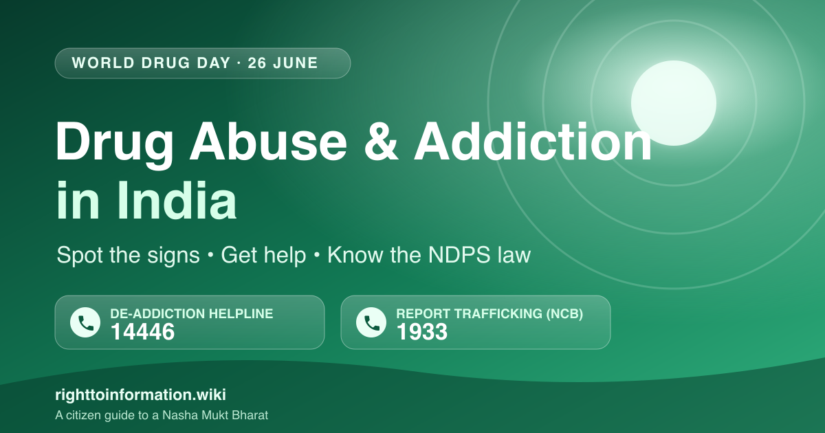 Drug-free India: spot the signs of drug addiction, call the de-addiction helpline 14446, and know the NDPS law