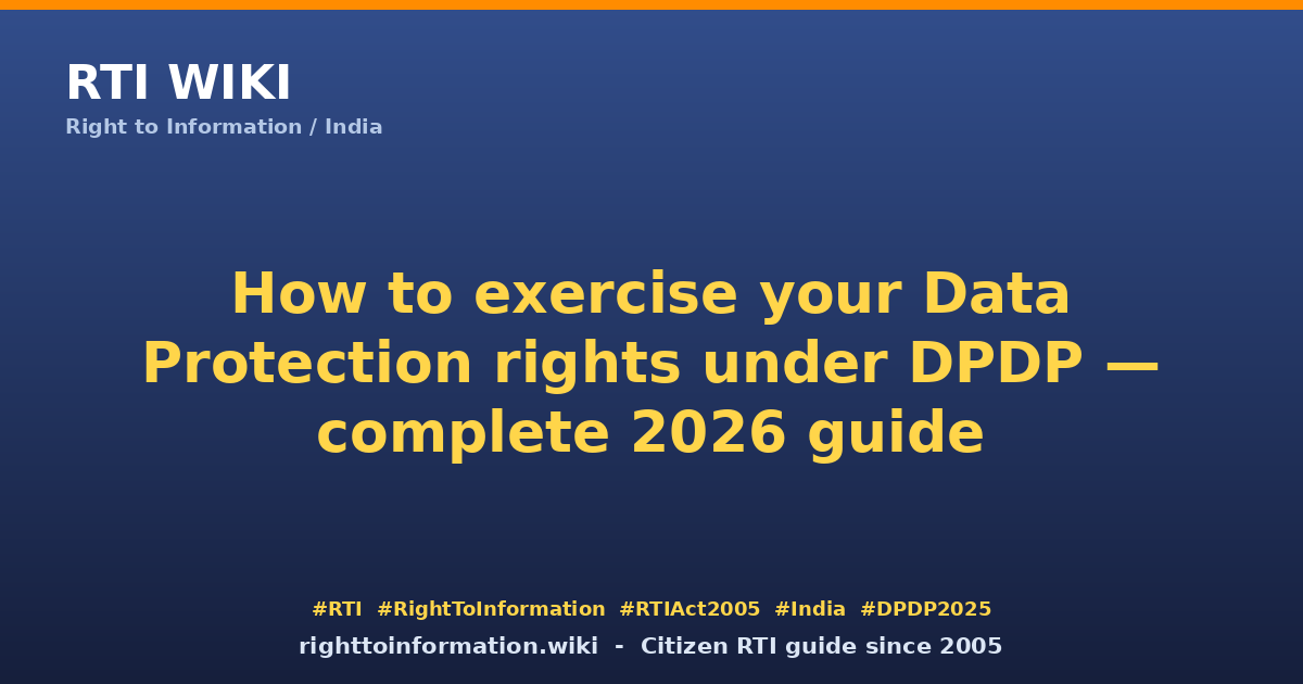 How to exercise data protection rights under DPDP 2026 — RTI Wiki citizen guide