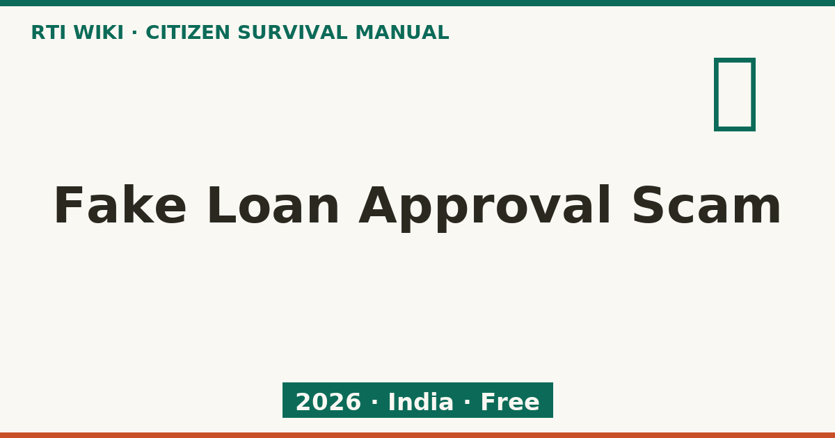 Fake Loan Approval Scam 2026 — RTI Wiki