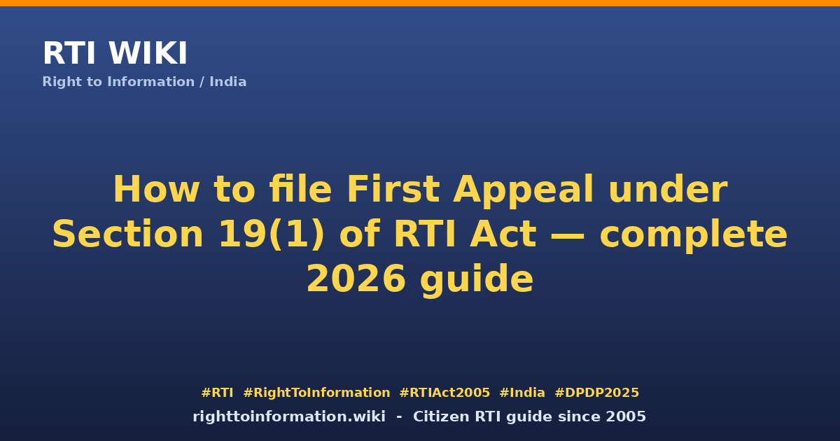 File First Appeal under Section 19(1) RTI Act 2026 — RTI Wiki citizen guide
