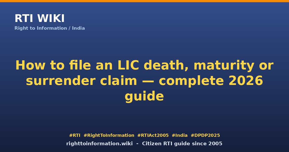 How to file an LIC claim 2026 — RTI Wiki citizen guide
