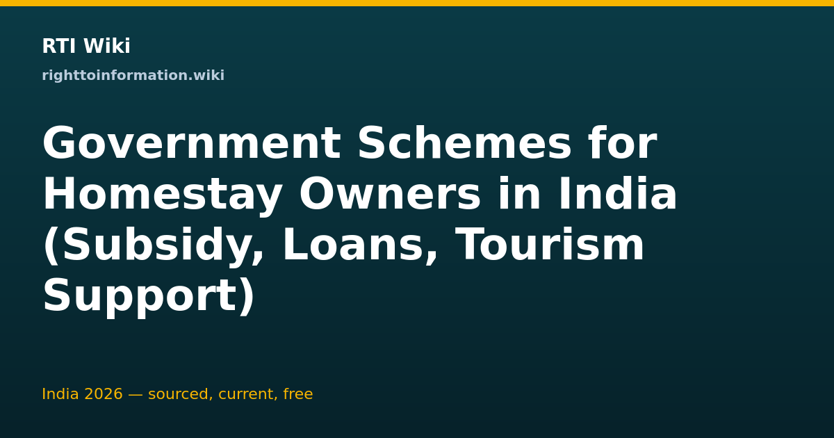 Government schemes for homestay owners — RTI Wiki