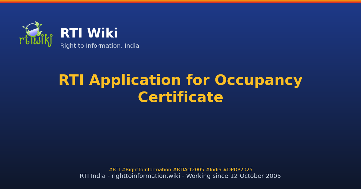 guide / applicant / application / sample / occupancy-certificate — RTI Wiki
