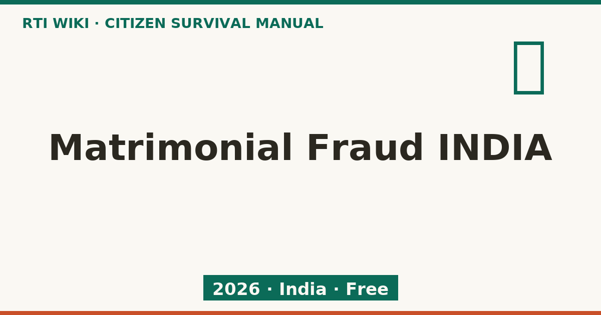 Matrimonial Fraud India 2026 — RTI Wiki