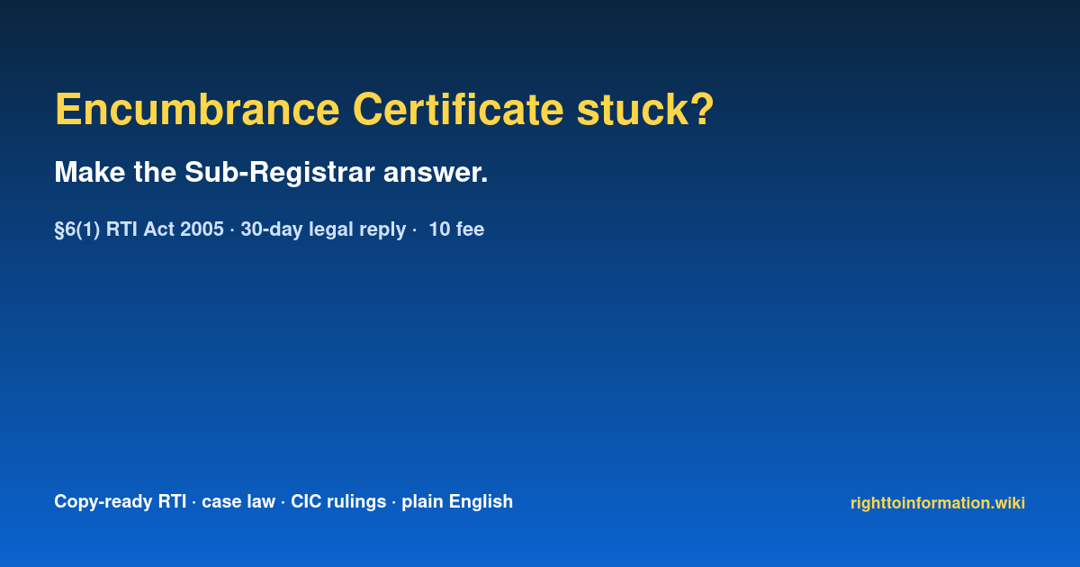Social auto rti encumbrance certificate delay