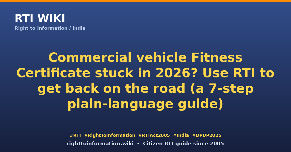 Commercial vehicle FC stuck — RTI Wiki guide