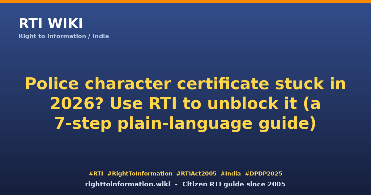 Police character certificate stuck — RTI Wiki guide