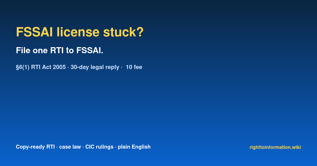 Social auto rti fssai license stuck