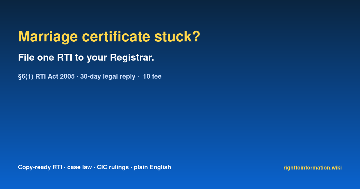 Social auto rti marriage certificate stuck