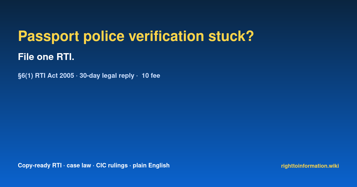 Social auto rti mea police verification passport