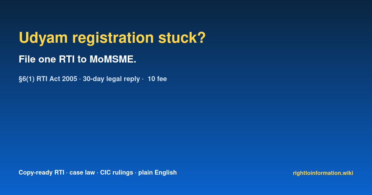 Social auto rti msme udyam registration