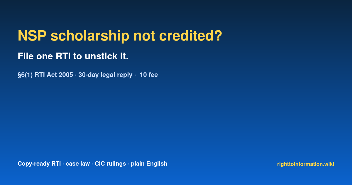 Social auto rti nsp scholarship pending