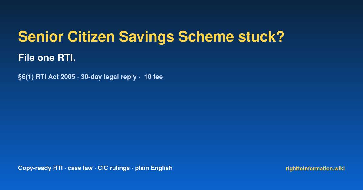 Social auto rti senior citizen savings scheme