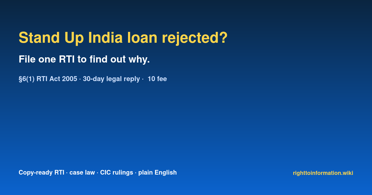Social auto rti stand up india loan