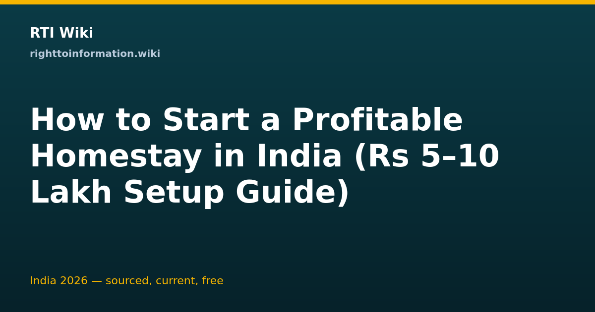 Profitable homestay setup India — RTI Wiki