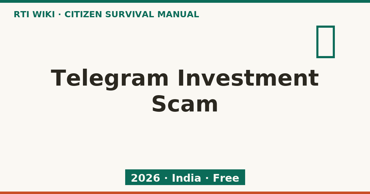 Telegram Investment Scam 2026 — RTI Wiki