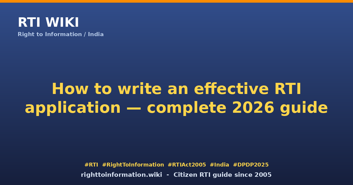 How to write an effective RTI application 2026 — RTI Wiki citizen guide