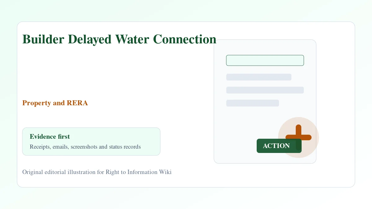 Builder Delayed Water Connection evidence and complaint desk