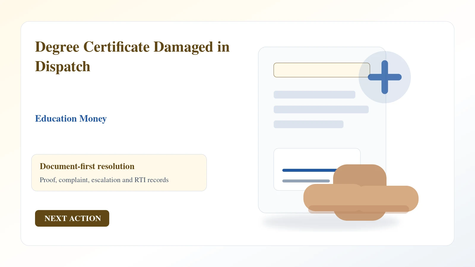 Degree Certificate Damaged in Dispatch complaint guide Indian document desk for degree certificate damaged in dispatch complaint and escalation