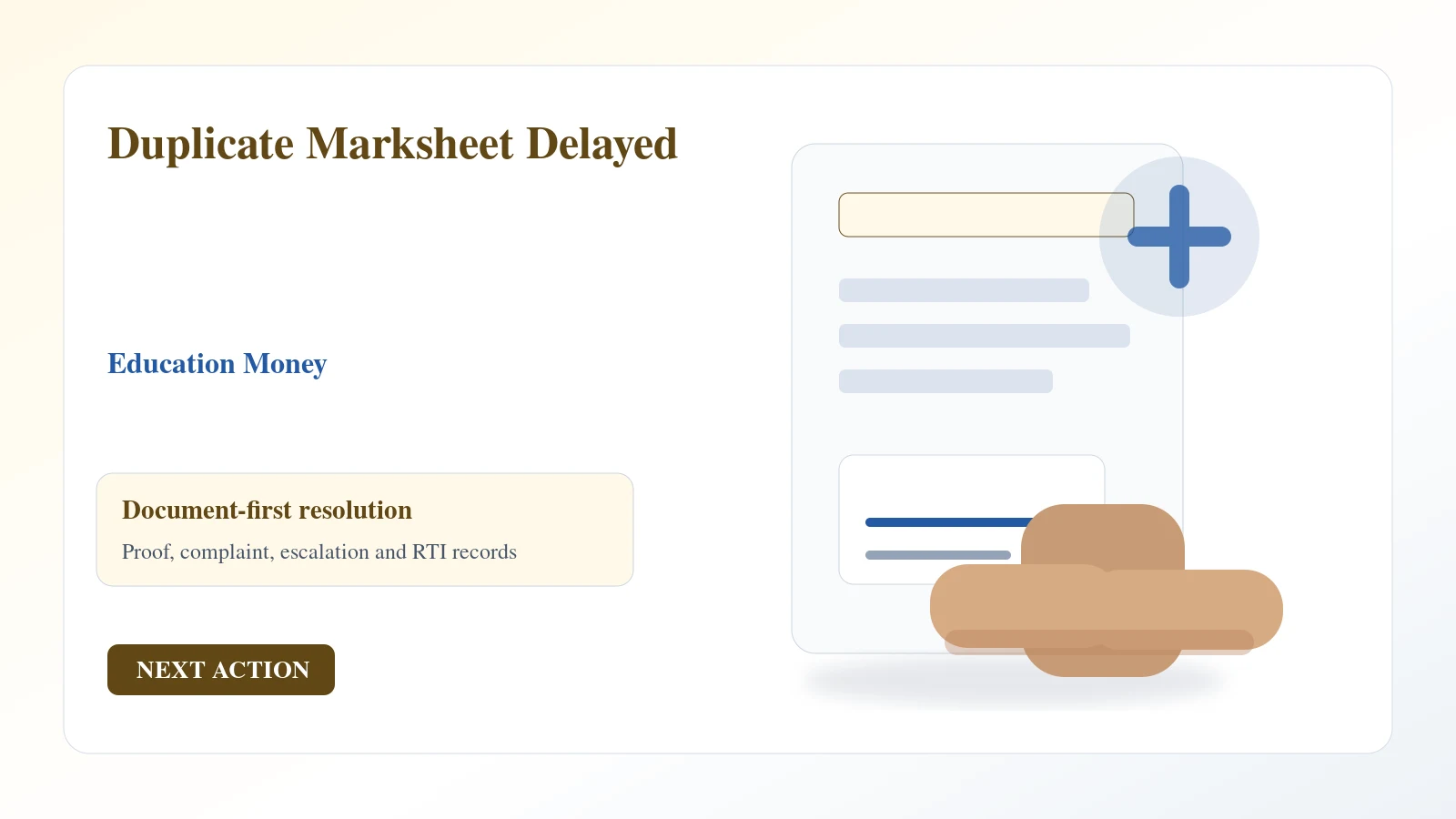 Duplicate Marksheet Delayed complaint guide Indian document desk for duplicate marksheet delayed complaint and escalation