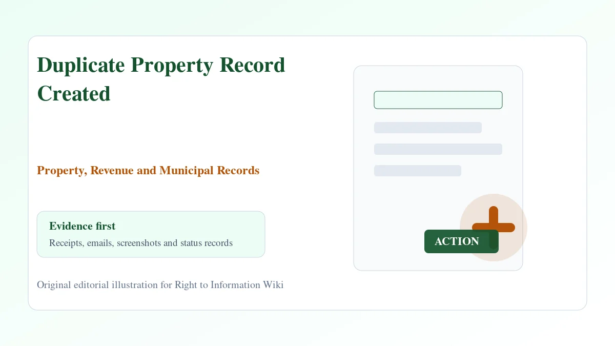 Duplicate Property Record Created evidence and complaint desk
