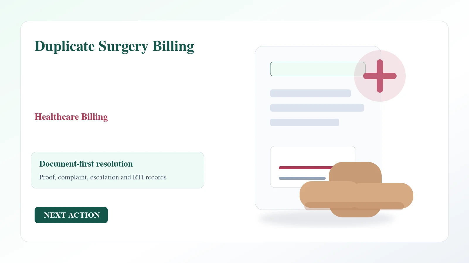 Duplicate Surgery Billing complaint guide Indian document desk for duplicate surgery billing complaint and escalation