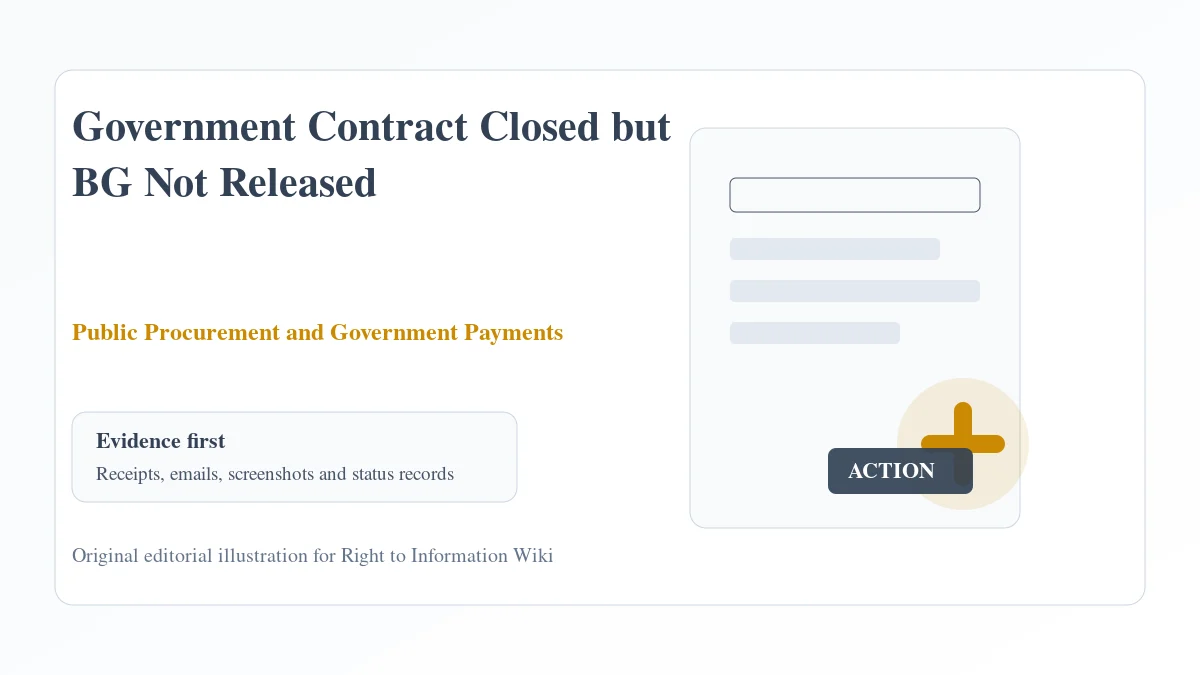 Government Contract Closed but BG Not Released evidence and complaint desk