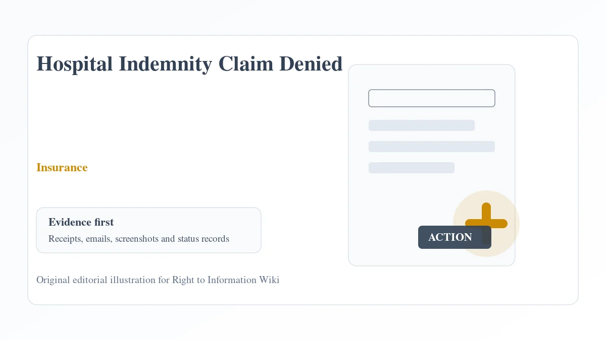 Hospital Indemnity Claim Denied evidence and complaint desk