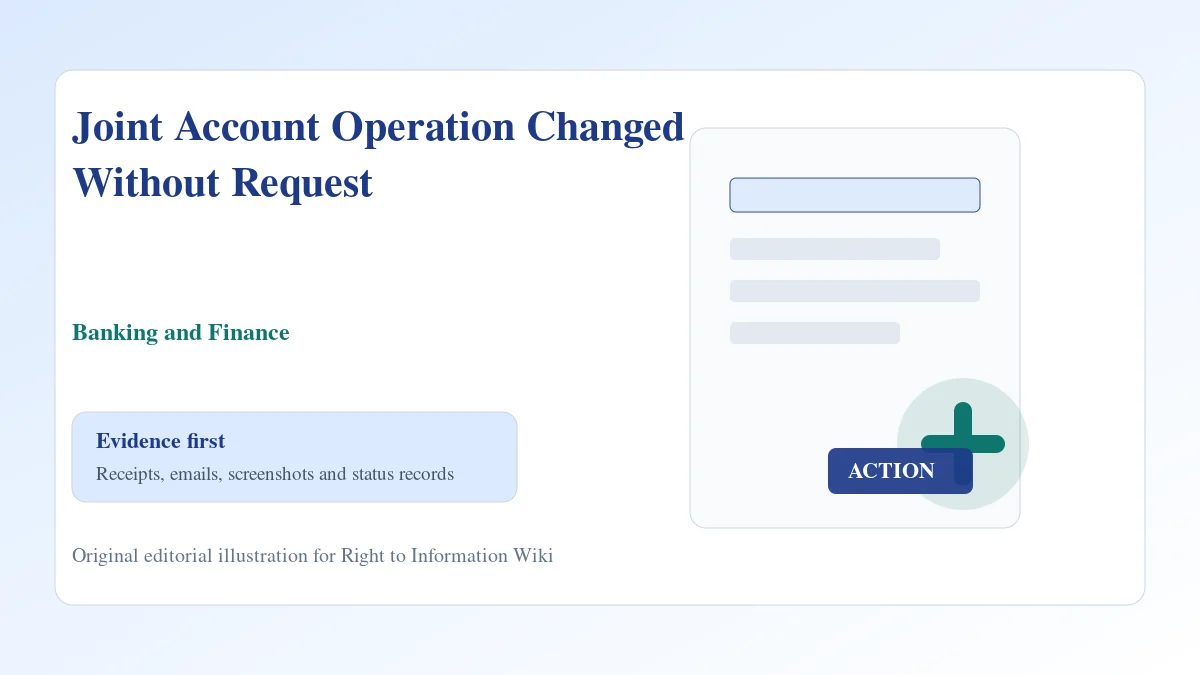 Joint Account Operation Changed Without Request evidence and complaint desk