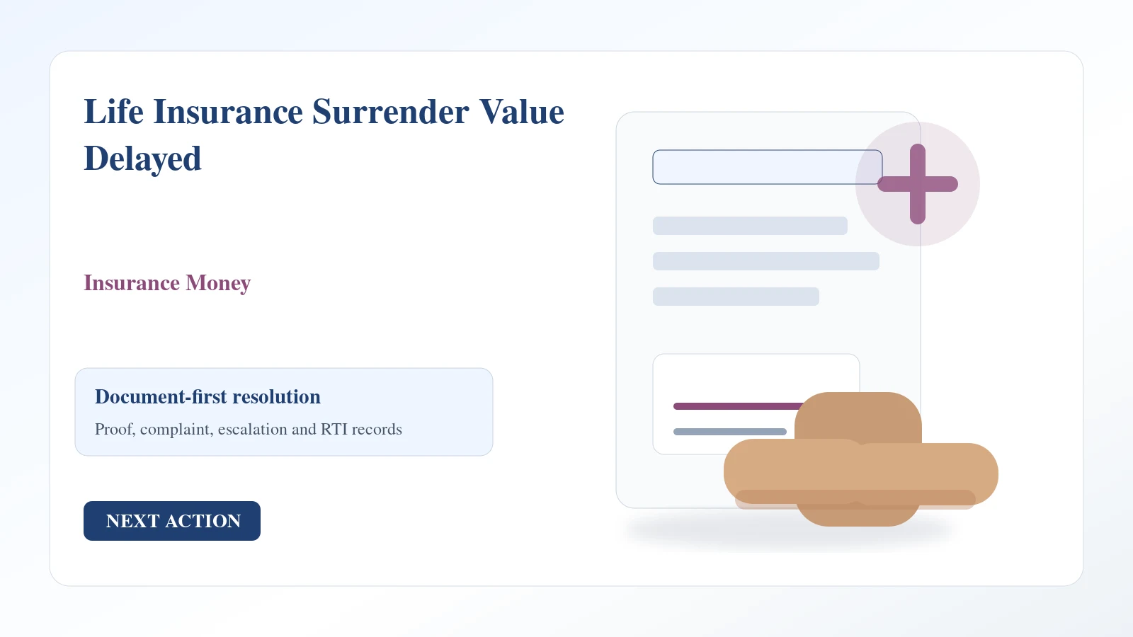 Indian document desk for life insurance surrender value delayed complaint and escalation