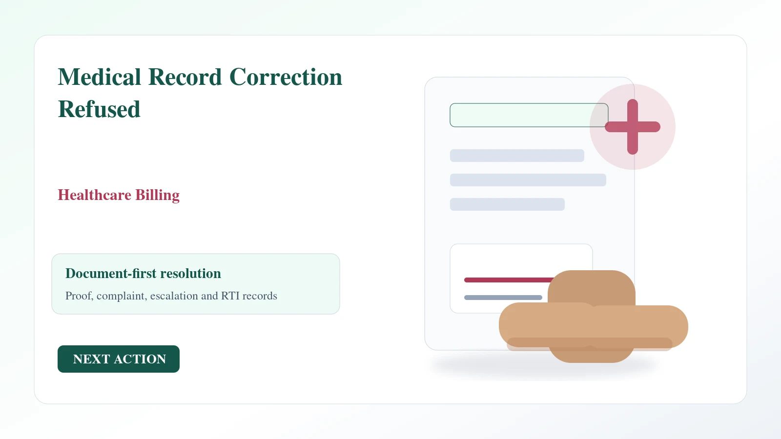 Indian document desk for medical record correction refused complaint and escalation