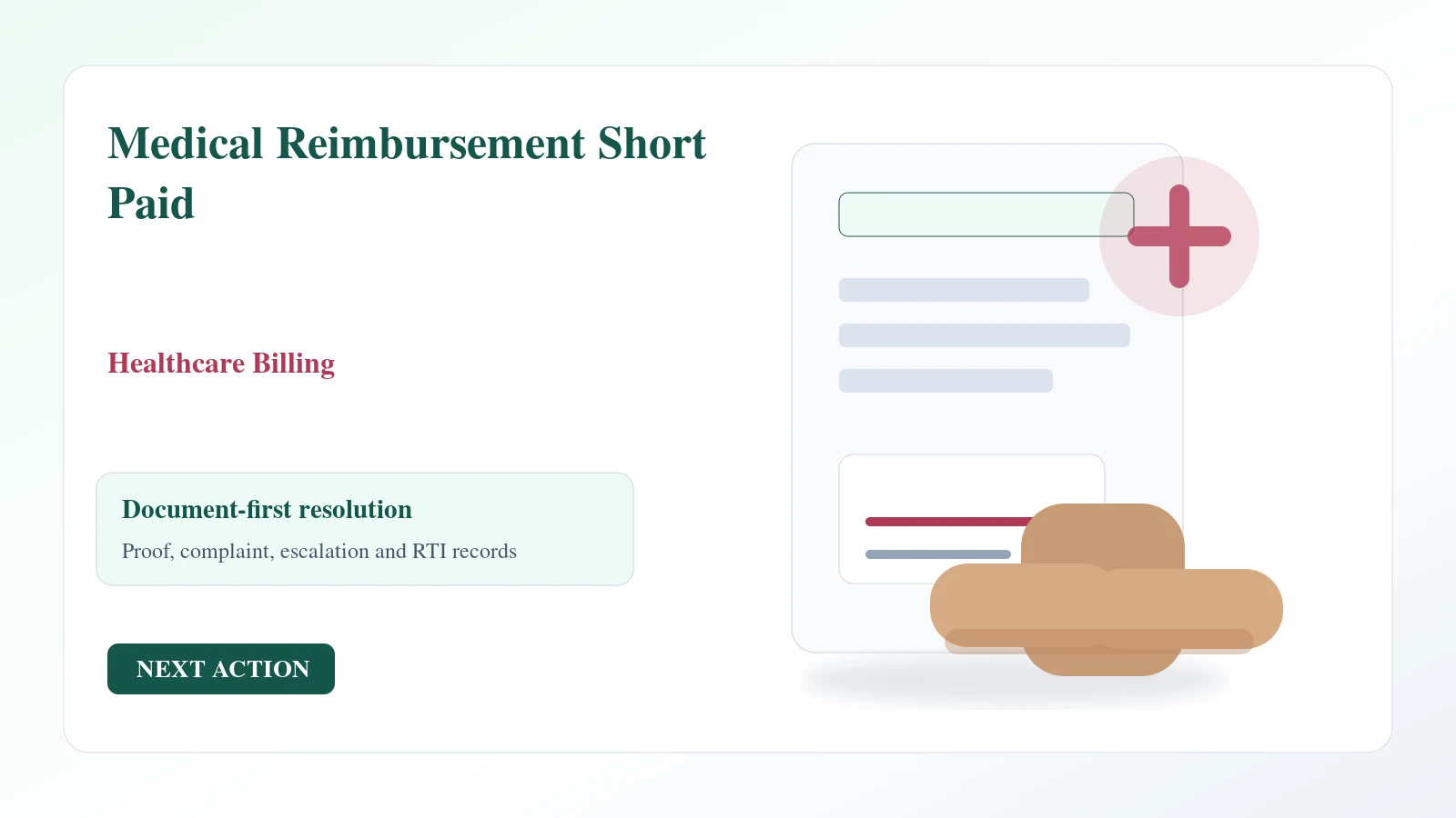 Indian document desk for medical reimbursement short paid complaint and escalation