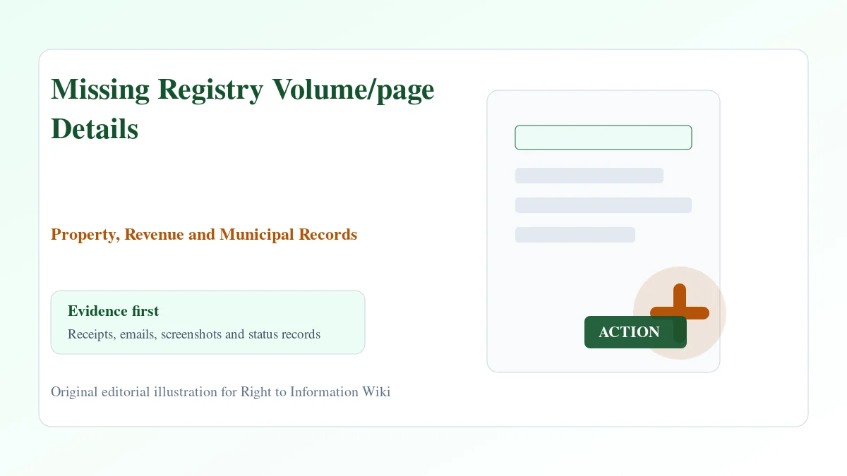 Missing Registry Volume/page Details Missing Registry Volume/page Details evidence and complaint desk