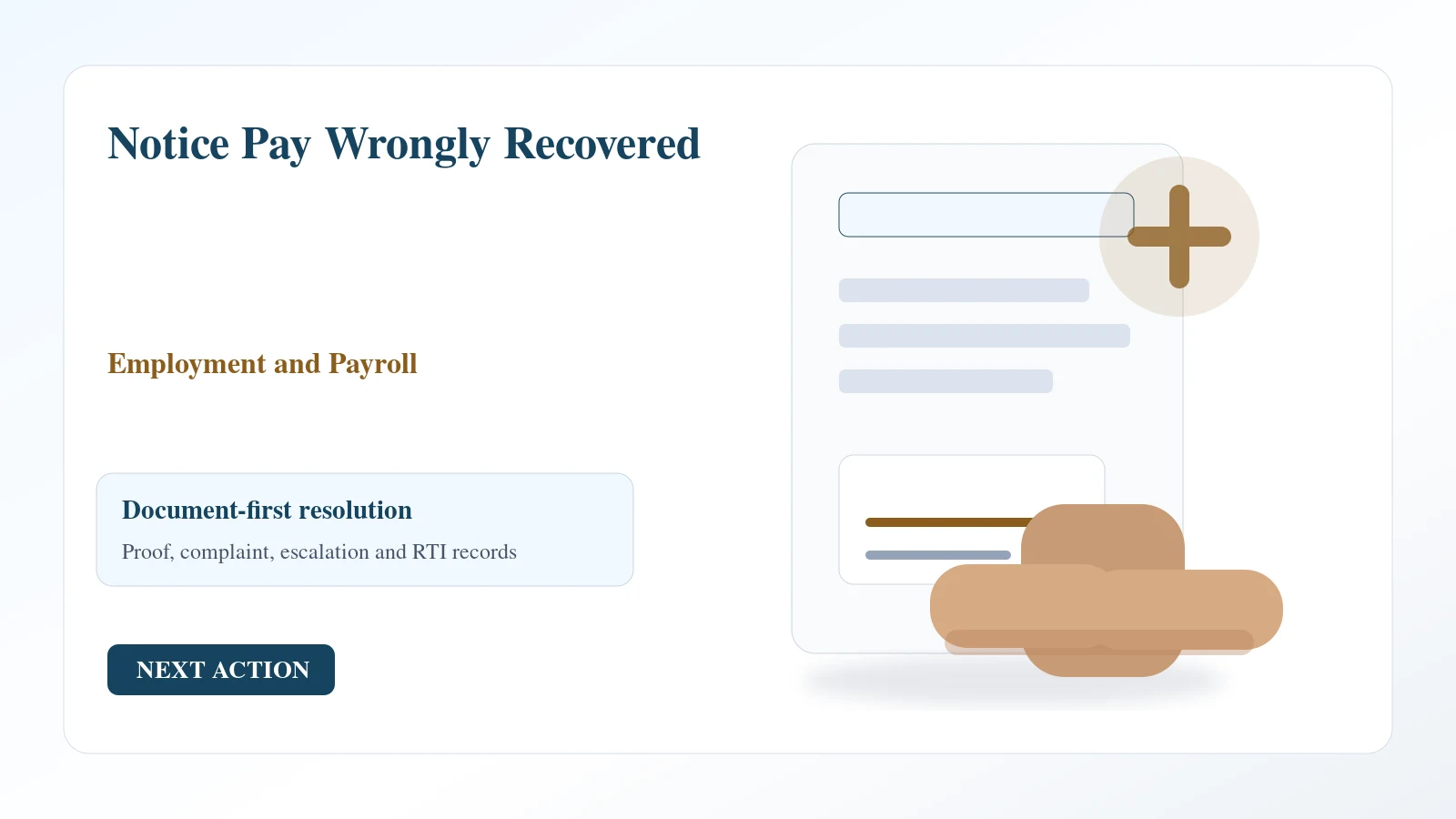 Notice Pay Wrongly Recovered complaint guide Indian document desk for notice pay wrongly recovered complaint and escalation