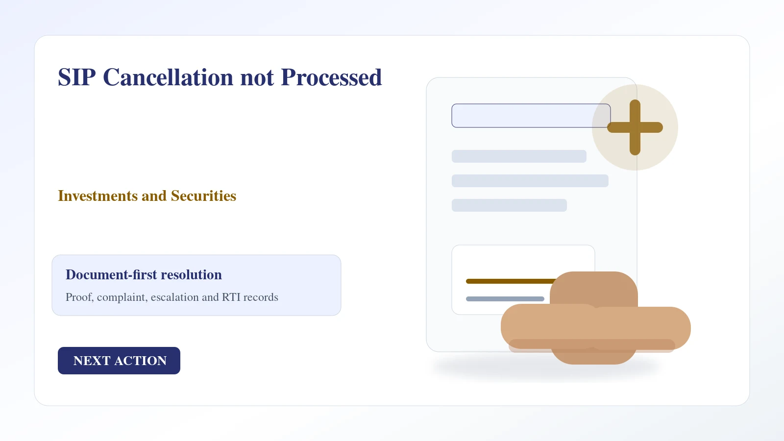 SIP Cancellation not Processed complaint guide Indian document desk for sip cancellation not processed complaint and escalation