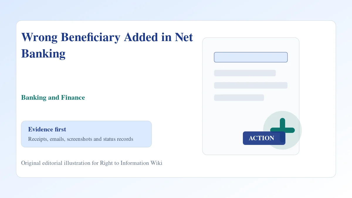 Wrong Beneficiary Added in Net Banking evidence and complaint desk