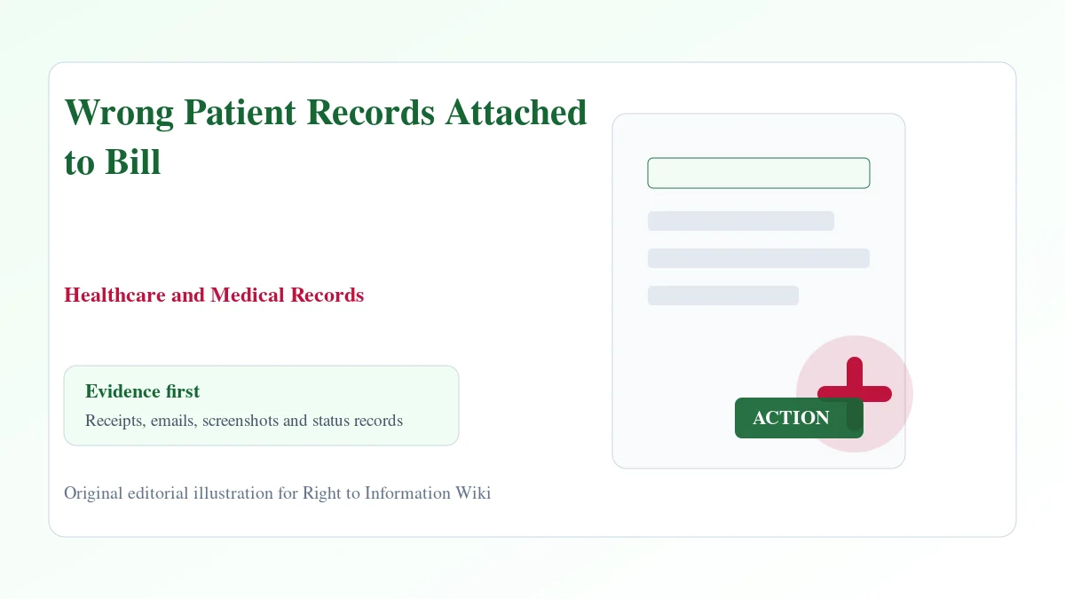 Wrong Patient Records Attached to Bill evidence and complaint desk