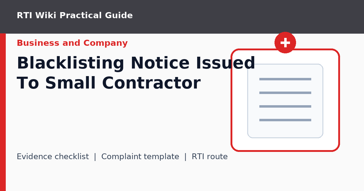 Help image for Blacklisting Notice Issued To Small Contractor