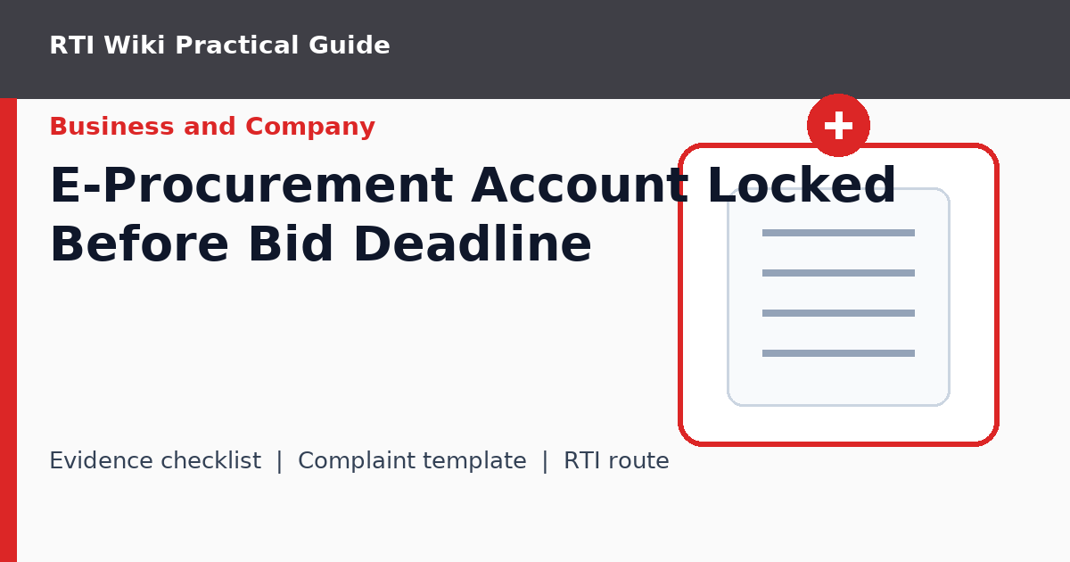 Help image for E-Procurement Account Locked Before Bid Deadline