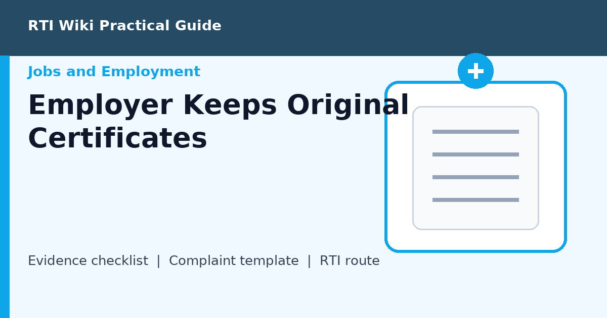 Help image for Employer Keeps Original Certificates